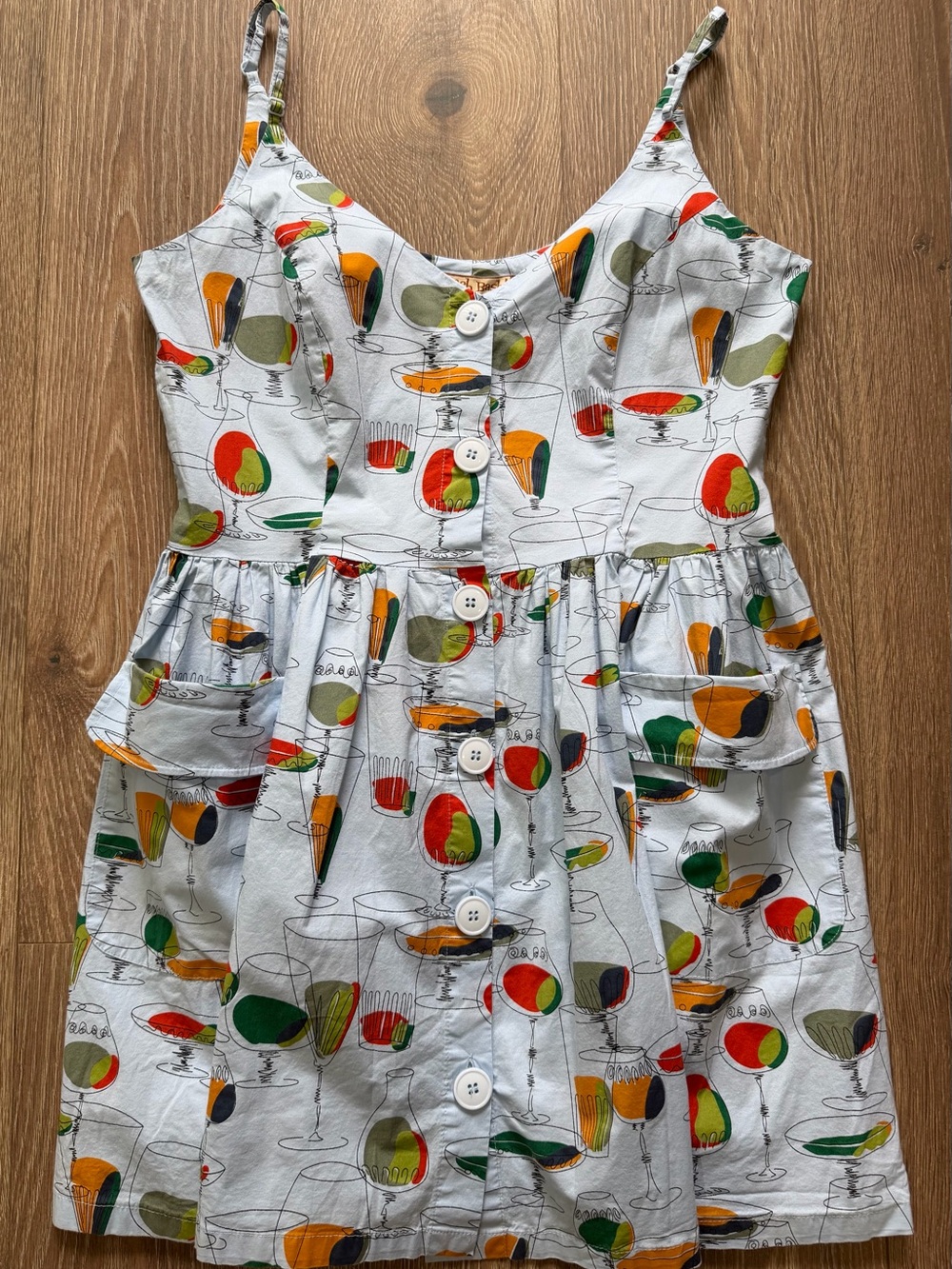 Bettie Page Beach Bash Cocktail Print Button Up Summer Dress Art Rare Size XL